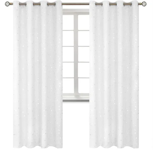 Miniatura 81 de BGment Cortinas opacas para dormitorio infantil, con aislamiento térmico, con ojales, estampado de estrellas plateadas, cortinas para oscurecer