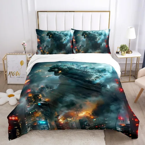Miniatura 22 de Juego de funda de edredón de tamaño individual, funda de edredón de dinosaurio para hombres, juego de ropa de cama 3D para niños y niños, microfibra