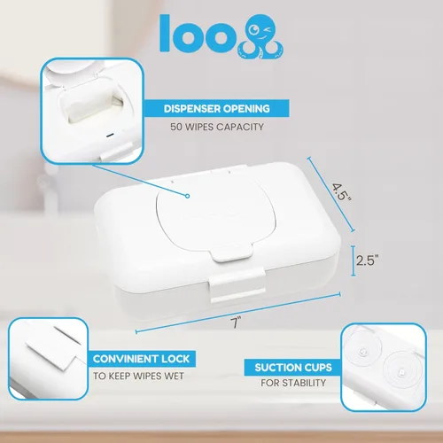 Miniatura 4 de Loo Discreto dispensador de toallitas desechables – Se adapta solo a toallitas desechables de tamaño estándar – Soporte de baño de montaje con Blanco