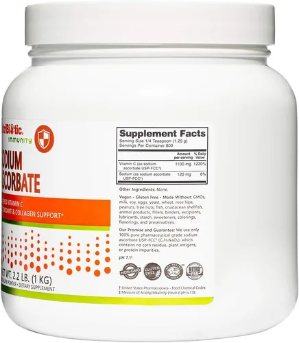 Miniatura 7 de NutriBiotic - Polvo de vitamina C tamponada con ascorbato de sodio, 2.2 libras Vegano, no ácido y más fácil de digerir que el ácido ascórbico