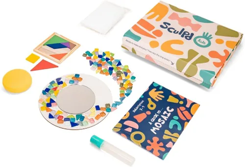 Sculpd Kit de mosaico para niños, juego de manualidades de pintura para niños a partir de 7 años, cerámica, incluye azulejos de mosaico, 1 juego de