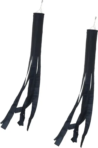 Miniatura 2 de Black Flag WindSock - Paquete de 2 calcetines de viento a rayas para patio y bandera de jardín, 60 pulgadas