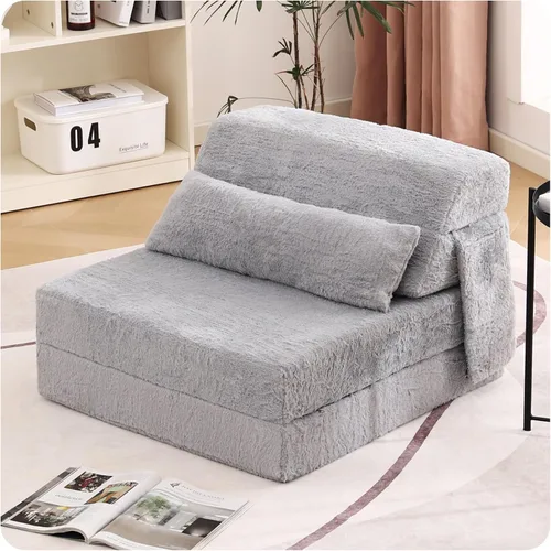 Miniatura 38 de Tiita Sofá cama plegable tamaño individual, colchón convertible con almohada, colchón de pana gruesa para el suelo, sofá cama con bolsillo lateral