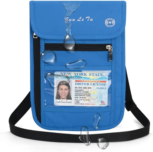 Miniatura 14 de Soporte para pasaporte para viajes, cartera de pasaporte RFID con diseño de ventana visual, organizador de documentos multifuncional, bolsa de viaje