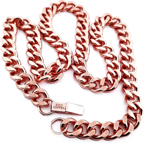 Miniatura 2 de 1 collar de eslabones cubanos de cobre puro cadena de joyería de 24 pulgadas unisex