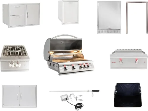 Paquete de parrilla de gas Blaze BBQ para exterior de 32” LTE con parrilla de gas incorporada, parrilla de gas LTE, quemador de gas LTE, puerta de