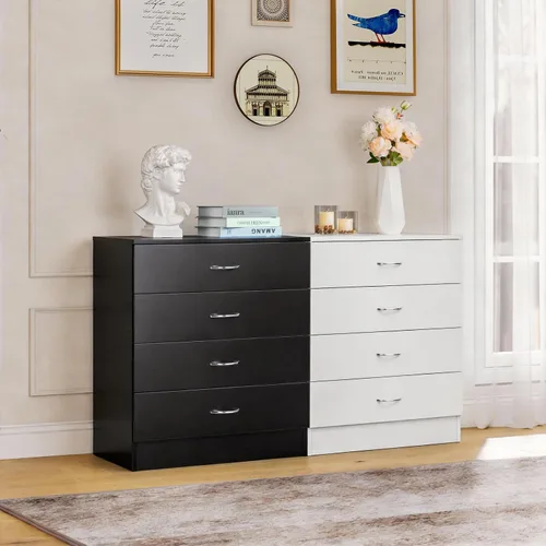 Miniatura 2 de Karl home Cómoda de 4 cajones para dormitorio, cajoneras pequeñas, mesita de noche moderna, cómoda blanca con 4 cajones de almacenamiento, Blanco