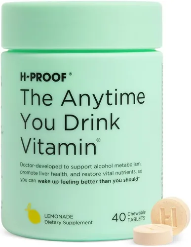 Miniatura 10 de H-PROOF The Anytime You Drink Vitamina, Salud Hepática e Inmunidad Apoyo con electrolitos, cardo mariano y vitaminas B y C – 40 tabletas masticables