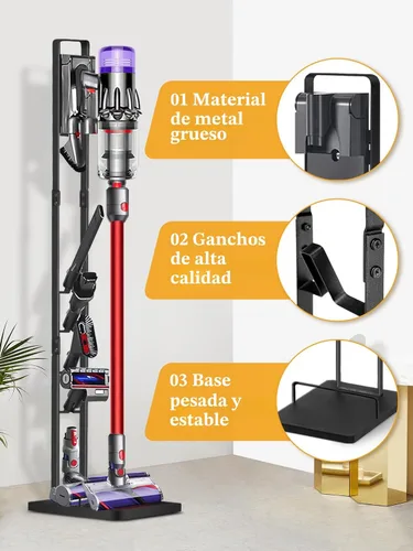 Miniatura 3 de Haturi Soporte de vacío para Dyson V15 V12 V11 V10 V8 V7 V6, soporte de almacenamiento de metal para aspiradora inalámbrica y accesorios, compatible