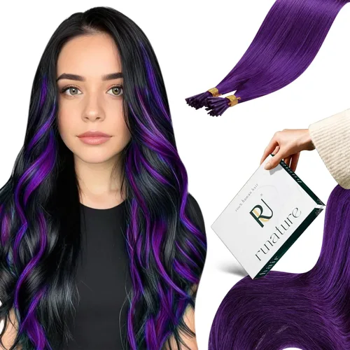 Miniatura 37 de RUNATURE Extensiones de cabello humano con punta en I Tip de 18 pulgadas, extensiones de cabello natural Remy para mujer, extensiones de cabello