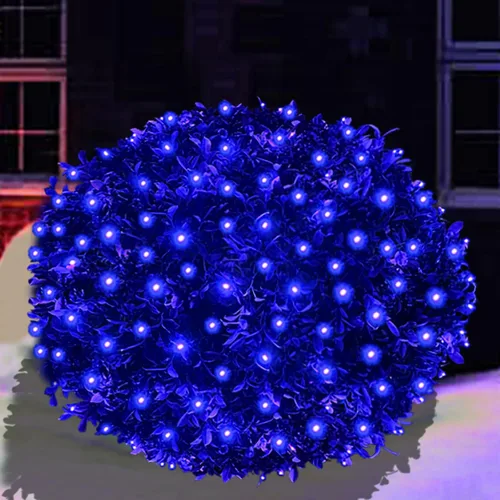 Miniatura 16 de HISHINY Red de luces LED rojas de Navidad para exteriores, cable verde de 100 luces LED de 5 x 5 pies, cable verde conectable para interiores y Rojo