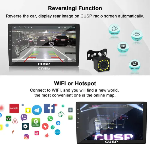 Miniatura 5 de CUSP Radio estéreo de coche doble DIN de 10.1 pulgadas, Android 4GB+64GB pantalla táctil principal con CarPlay inalámbrico y Android Auto