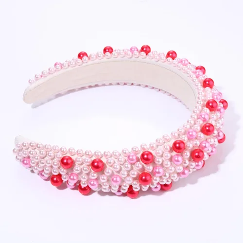 Miniatura 4 de Diademas de cristal para mujer, diadema acolchada de perlas para el día de San Valentín, con diamantes de imitación y perlas de imitación