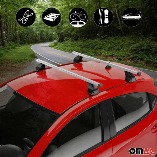 Miniatura 3 de OMAC Barras transversales de techo de punto fijo Mercedes Clase C Sedan 2015 a 2023, portaequipajes, 165 libras, aluminio, 2 piezas, color plateado