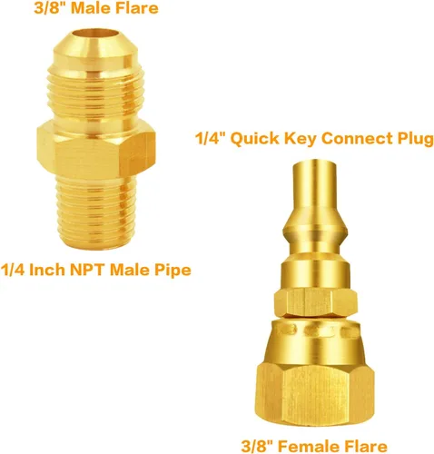 Miniatura 9 de Kit de adaptador de conexión rápida de propano de 1/4 "convertidor de manguera de propano hembra de 3/8 pulgadas a parrilla de gas, conexión rápida