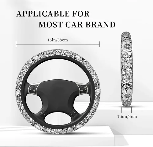Miniatura 2 de Funda protectora para volante de automóvil de 15 pulgadas para mujeres y hombres, funda protectora de neopreno antideslizante para volante
