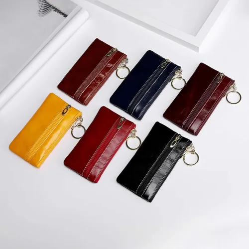 Miniatura 7 de Monedero de monedero para mujer, monedero de cuero genuino, negro, L