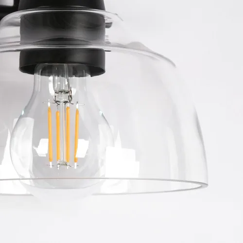 Miniatura 8 de KSANA Lámpara de baño negra, lámpara de tocador de 3 luces con pantalla de cristal transparente de gran apertura, moderna lámpara de pared de granja