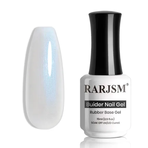 Miniatura 12 de RARJSM - Gel constructor para uñas, perla azul, gel duro en botella, con brillo de concha de sirena, perlas azules, estructura de extensión gruesa