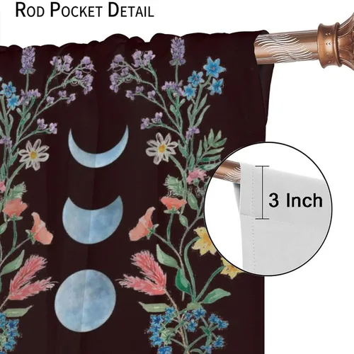 Miniatura 5 de Cortinas florales de luna, flores negras, fase de flores silvestres, luz de luna, jardín, estética, bohemio, primavera, vides, naturaleza, juego