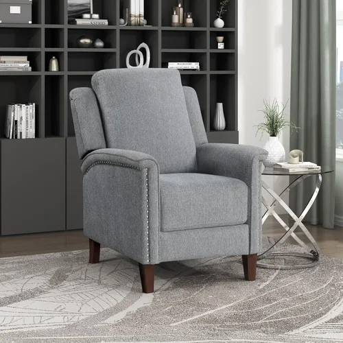 Miniatura 9 de Lexicon Silla Reclinable con Respaldo Empujable para Sala de Estar, Silla de Sofá Reclinable, Sillón Reclinable Moderno, Asiento Reclinable de Tela