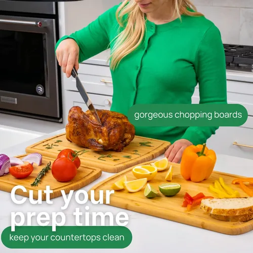 Miniatura 6 de Tablas de cortar de madera orgánica para la cocina para cortar verduras, tallar carne, cortar pan y servir charcutería para la preparación de Un