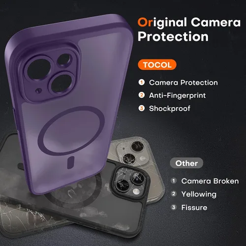 Miniatura 278 de TOCOL Funda para iPhone 11, compatible con Magsafe, protección completa de cámara, imanes integrados, protección contra caídas, funda translúcida