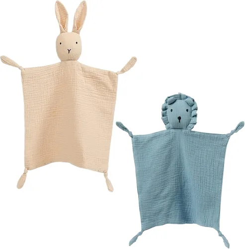 Miniatura 18 de insular Manta de conejo Lovey para niños y niñas, manta de seguridad de muselina de algodón orgánico para bebés, suave y transpirable, toalla Conejo