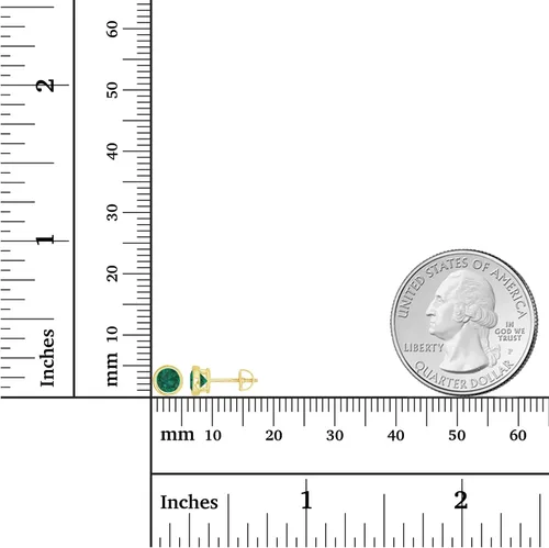 Miniatura 4 de Juego de aretes de tuerca de plata de ley 925 chapada en oro de 14 quilates, hipoalergénicos, de 0.197in, con bisel redondo de 0.197in, Circonia