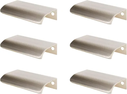 Miniatura 14 de Tiradores negros de 3.94 pulgadas para gabinete, 6 unidades, espacio entre agujeros de 2.52 pulgadas, tiradores de borde de aleación de aluminio