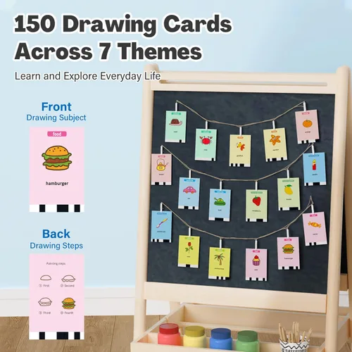 Miniatura 4 de RIVGOT Robot de dibujo para niños con 150 tarjetas, máquina de dibujo educativo interactiva por voz, juguetes de aprendizaje de pintura Montessori