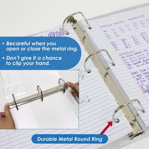 Miniatura 6 de BAZIC - Carpeta de 3 anillos de 3 pulgadas, organizador de anillos en D inclinados, color blanco, capacidad para 600 hojas de papel, para escuela