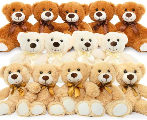 Miniatura 32 de MorisMos 10 Osos de Peluche a Granel para Baby Shower, Osos de Peluche Lindos de 14 Pulgadas Animales de Peluche de Felpa, Pequeños Osos de Peluche