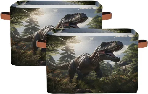 AUUXVA Ombra Cesta de almacenamiento gigante de dinosaurios jurásicos caja de almacenamiento de lona duradera plegable cesta de juguetes organizador