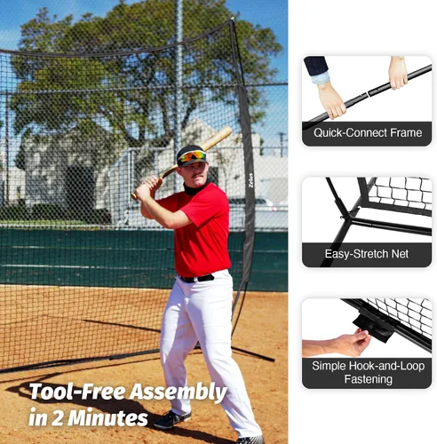 Miniatura 5 de Red de barrera de 12x9 pies / 16x10 pies, barrera para deportes de pelota, red de práctica para béisbol, sóftbol, lacrosse, fútbol, baloncesto y más