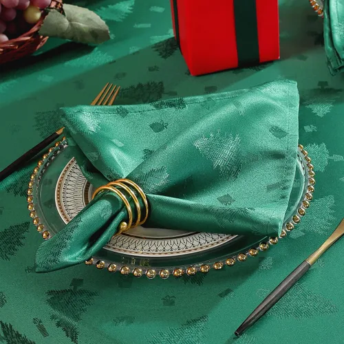 Miniatura 10 de SASTYBALE Mantel de Navidad rectangular, mantel de jacquard a prueba de derrames y resistente a las arrugas, con patrones de árbol de Navidad