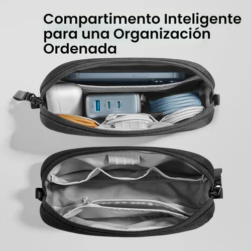Miniatura 2 de tomtoc Organizador de Electrónicos Estuche de Viaje, Bolsa de Viaje Resistente al Agua Organizador de Cables para Artículos Esenciales, Bolsa Negro