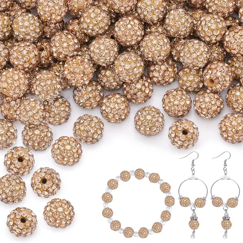 Miniatura 11 de 100 cuentas de diamantes de imitación de 0.394 pulgadas para la fabricación de joyas, 10 cuentas redondas brillantes de discoteca de Shamballa