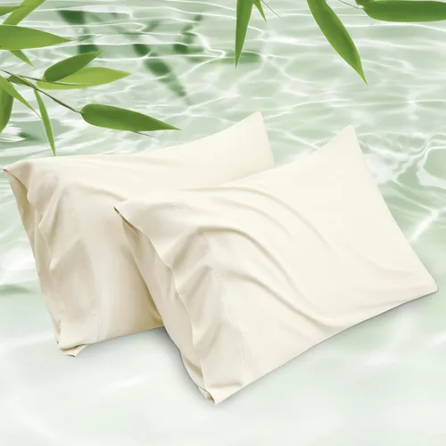 Miniatura 14 de Bedsure Juego de 2 fundas de almohada frescas de tamaño queen, rayón derivado de bambú, transpirables y suaves como la seda con cierre de sobre, 13