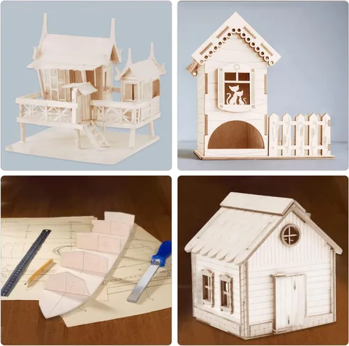 Miniatura 5 de Madera sin terminar, paquete de 8 hojas de tilo para manualidades, tablero de madera para casa, avión, barco, artes y manualidades, proyectos
