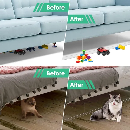 Miniatura 3 de Bloqueador debajo de la cama para mascotas, paquete de 6, 5 pulgadas de alto, adhesivo fuerte, tapón de hueco, material de PVC seguro, fácil
