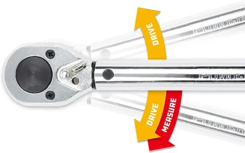 Miniatura 5 de Powerbuilt Llave dinamométrica con micrómetro, transmisión de 1/2 pulgada, trinquete reversible con clics, con bloqueo, rango de 30 a 150 pies-libra