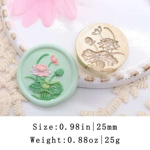 Miniatura 2 de Sello de cera – Sello de cera de sellado de semillas de loto, sello floral y vegetal, cabeza de sello de flor de loto ovalada para tarjetas, sobres