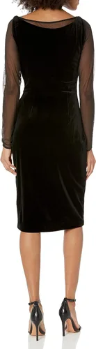 Miniatura 2 de DKNY Vestido combinado de terciopelo de malla de manga larga para mujer