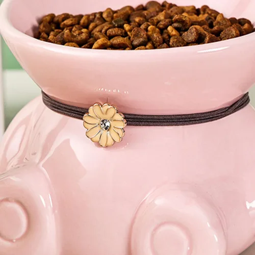 Miniatura 5 de Disoza Cuencos elevados de cerámica para gatos de interior de 5.8 pulgadas, lindos cuencos elevados de comida verdes inclinados de 15°, aptos