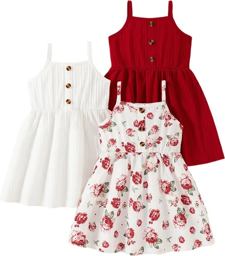 Miniatura 10 de Vestidos para niñas Vestidos para niñas pequeñas Paquete de 3 Vestido casual de fiesta con estampado patinador acampanado tipo A Vestido de verano