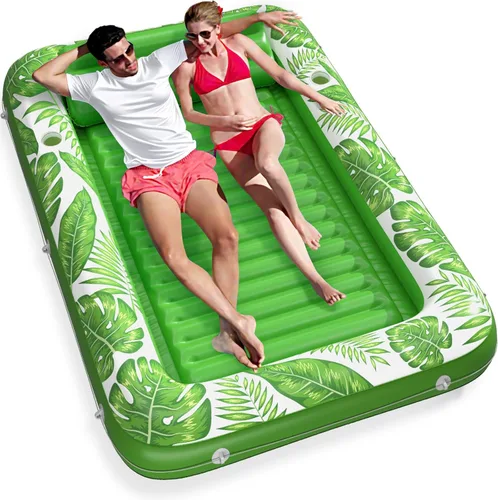 Miniatura 14 de Jasonwell Flotador de piscina inflable 4 en 1 para bronceado - Flotador de balsa para tomar el sol, juguetes, colchoneta para cama de bronceado Base