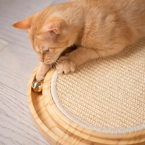 Miniatura 8 de CHEERHOME PETS Juguete rascador de sisal para gatos con pista de bolas, juguete interactivo de madera para gatos de interior, almohadilla