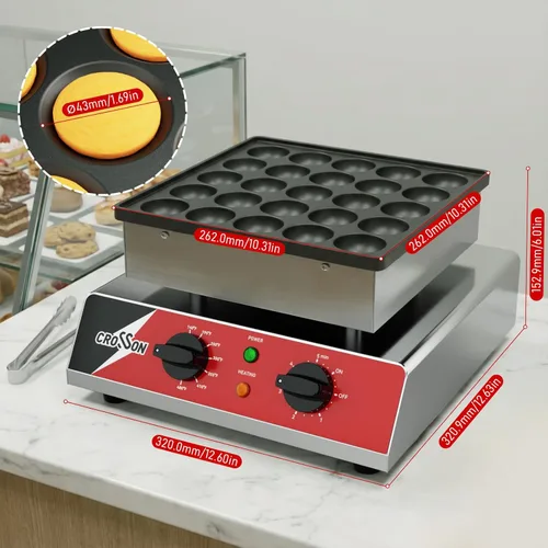 Miniatura 3 de CROSSON Mini máquina para hacer panqueques, 25 unidades de 1.693 in de diámetro holandés para panqueques, parrilla antiadherente de acero
