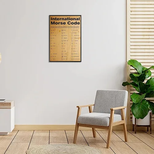 Miniatura 4 de Póster vintage internacional en código morse con alfabeto fonético morse, arte de pared retro de 1800 para amantes de los militares, pintura